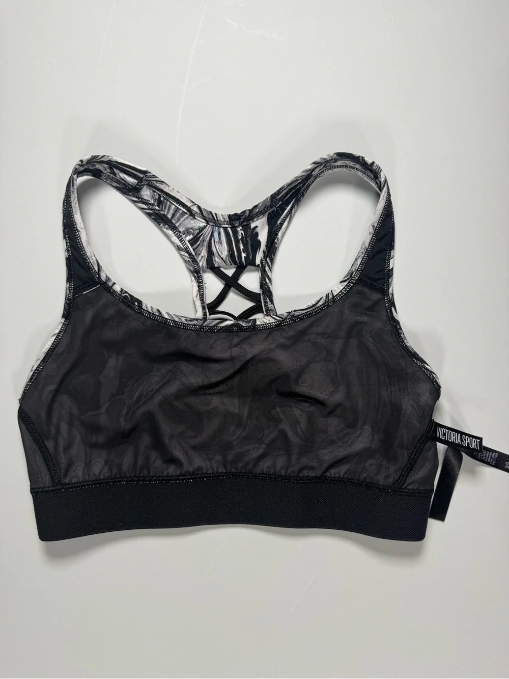 Victoria Sport Marble Print Racerback Sports Bra Small